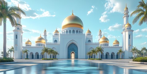 Naklejka premium 3d illustration of an exquisite mosque building.