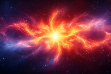 Fototapeta premium Vibrant cosmic explosion with swirling energy and starry background, showcasing the beauty of space