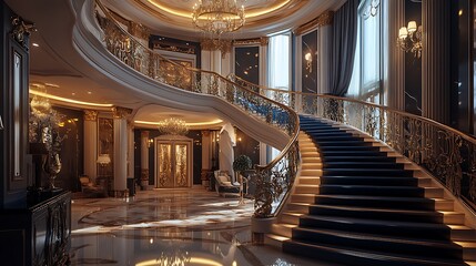 Obraz premium Exquisite Italian retreat with infinity pool and lush green surroundings image