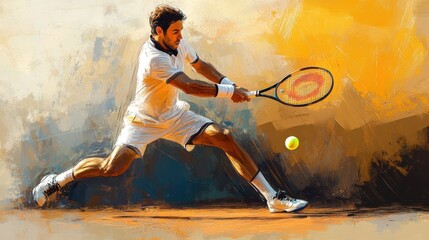 Tennis Player Action Painting  Sports Art  Athlete in Motion