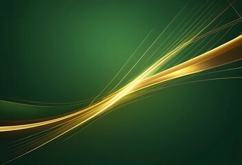 Emerald Depths, Golden Rays Abstract Design on a Lush Green Gradient