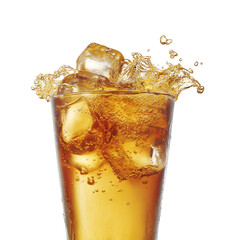 Refreshing Iced Tea Drink with Ice Cubes Splash