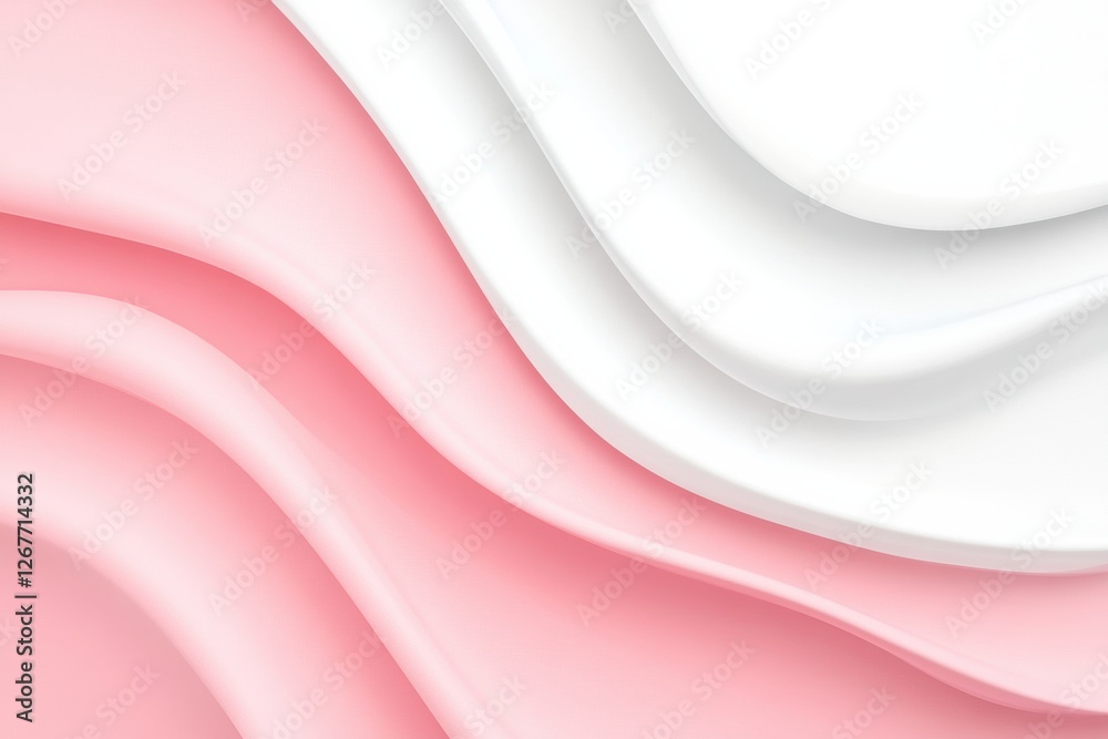 Poster soft layers of pink and white flowing patterns create a calming visual effect in a modern abstract d