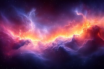 Obraz premium Vibrant cosmic nebula with swirling colors and stars, showcasing the beauty of the universe
