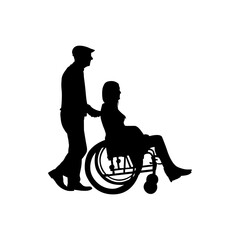 A disabled person is sitting in a wheelchair vector. 