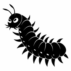 Caterpillar vector silhouette black design white background