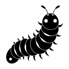 Caterpillar vector silhouette black design white background