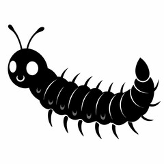 Caterpillar vector silhouette black design white background