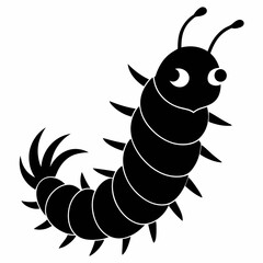 Caterpillar vector silhouette black design white background