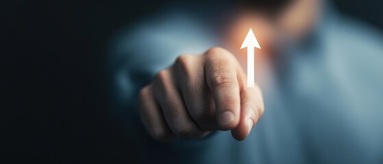 pointing finger with arrow up symbol