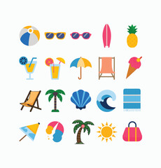 Summer vector icons symbol pack illustration creative concept