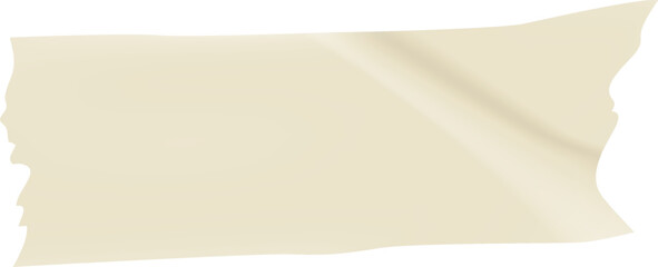 Obraz premium Realistic beige adhesive tape featuring torn, uneven edges waves gracefully against a white background, creating a simple yet visually captivating design element