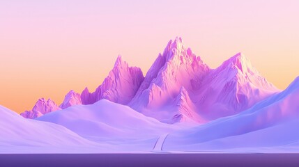 Pastel mountain range under soft light. Travel imagery for backgrounds, websites, prints