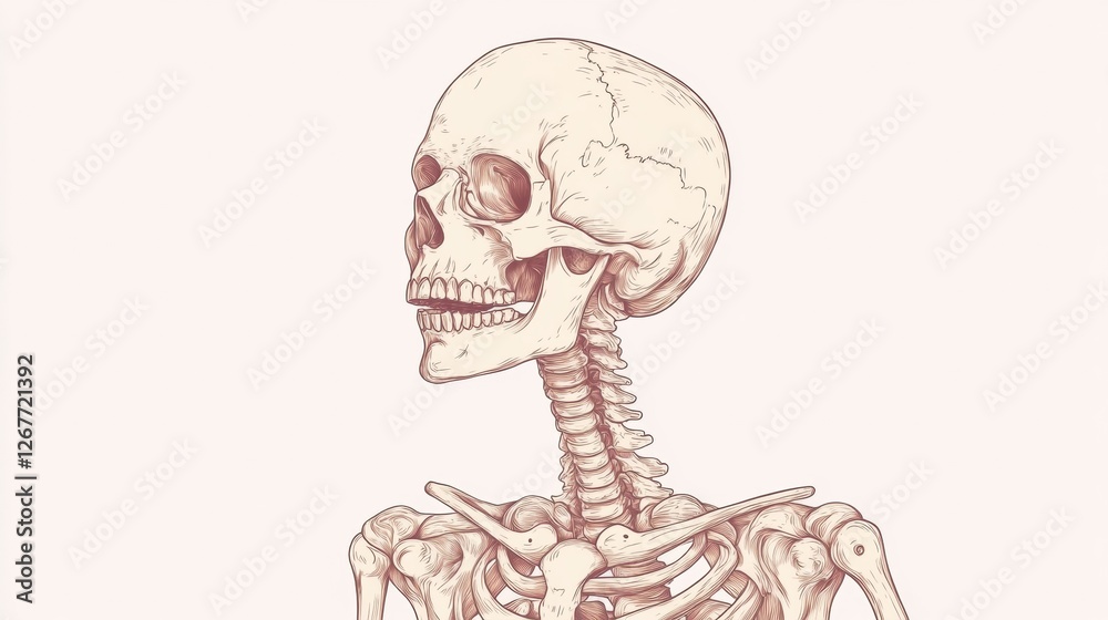 Aufkleber detailed anatomical illustration of a human skeleton showcasing its structure and features in a neut