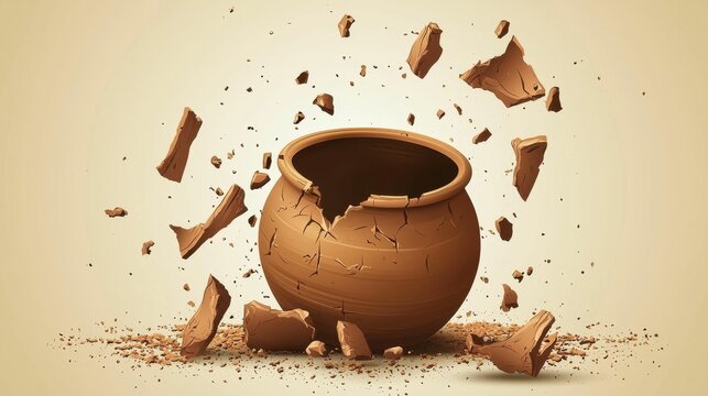 Broken Terracotta Pot Destruction
