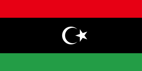 Libya flag original color and proportions