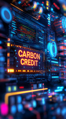 Carbon credit trading policy. Digital carbon trading dashboard for emissions offset analysis.