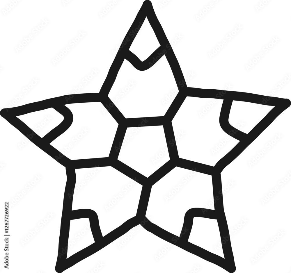 Poster hand drawn star featuring a honeycomb pattern within its silhouette, creating a distinctive and visu