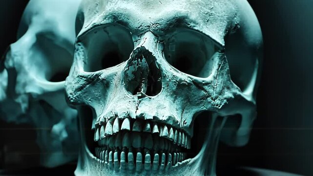 Haunting Human Skull Isolated on Black Background for Halloween and Medical Science