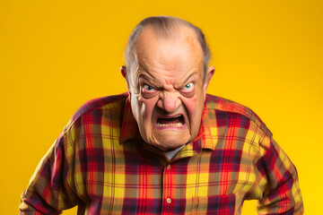 Fototapeta premium Old Man Expressing Extreme Disgust in Studio Portrait