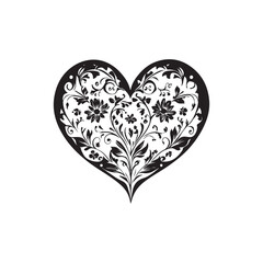 Valentine's Day Heart Vector &ndash; Black and White Edition