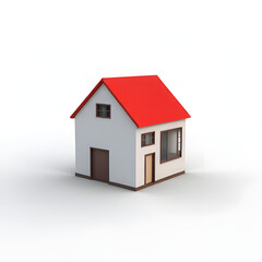 3D Model of a Modern House with Red Roof