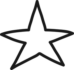 Simple, hand drawn five pointed star is isolated on white, symbolizing positive feedback, achievement, and the highest level of quality in rating systems