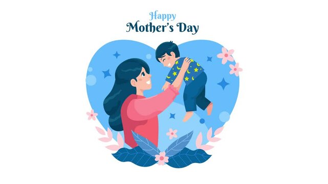 Mother's Day celebration illustrated in a heart animation 4k