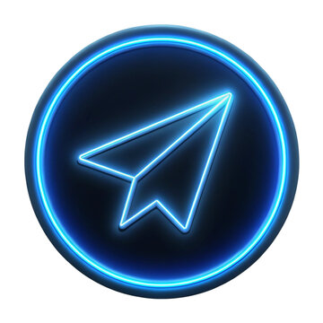 Glowing Telegram logo isolated on transparent background  
