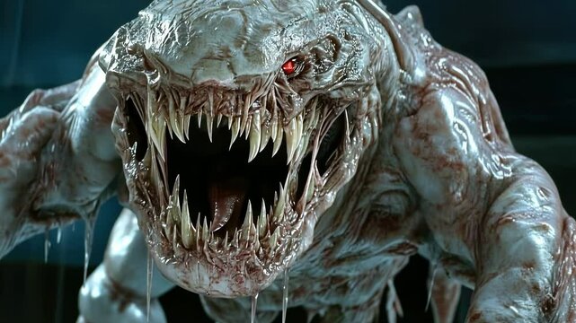 Terrifying Alien Monster in Eerie Sci-Fi Horror Setting
