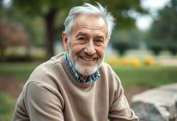 Elderly man in natural light outdoor setting