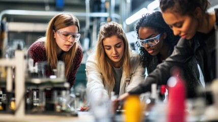 Young Women Collaborating in a Science Laboratory