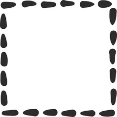 Simple square frame made of small black irregular shapes forming a dotted line, isolated on a white background, ideal for adding a touch of simplicity to projects