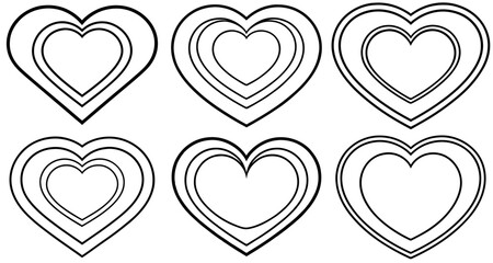 Heart shaped Coloring Page Printable Line Art Drawing