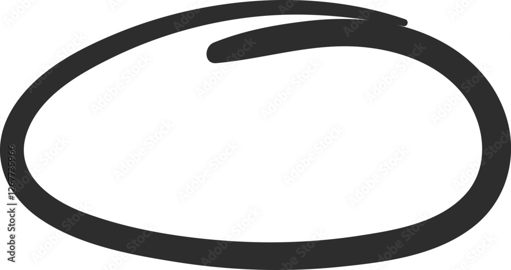 Poster irregular black oval shape is drawn with a thick marker, creating a frame for text or emphasizing a 