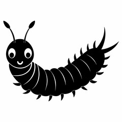 Caterpillar vector silhouette black design white background
