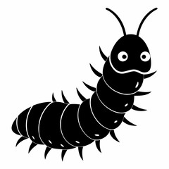 Caterpillar vector silhouette black design white background