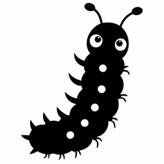 Caterpillar vector silhouette black design white background