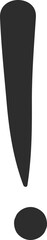 Large dark gray exclamation mark sitting prominently on a white background, conveying feelings of surprise and alarm while demanding attention and emphasizing important messages