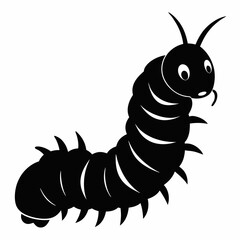 Caterpillar vector silhouette black design white background