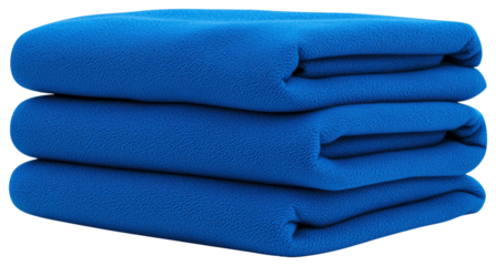 Stack of Three Royal Blue Folded Towels on Transparent Background Laundry Theme