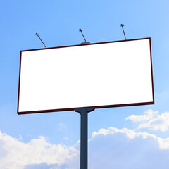 White billboard along the highway. Background for design and advertising. 