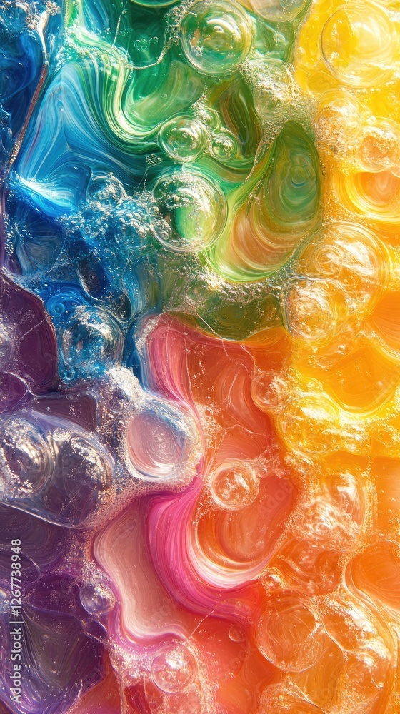 Poster Colorful swirls and bubbles creating a psychedelic abstract background