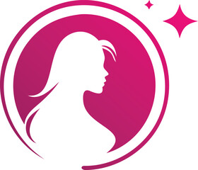 Elegant Feminine Silhouette Logo in Vibrant Pink