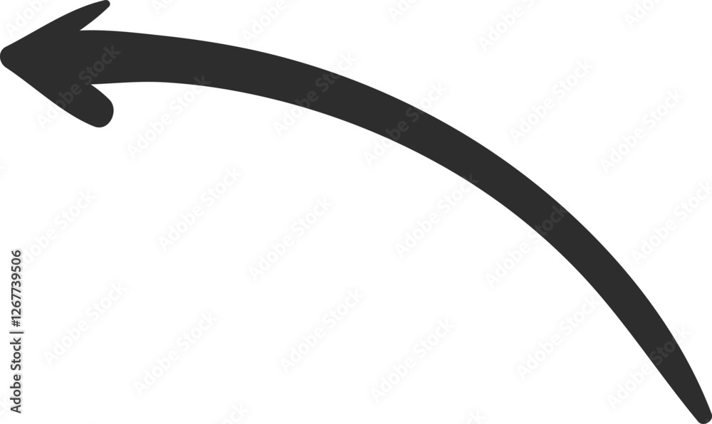 Poster curved, hand drawn arrow pointing left, serving as an effective symbol for indicating a previous pag