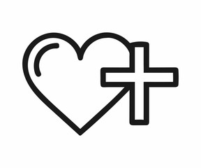 Simple graphic of a heart and cross, representing faith and love.