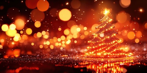 Naklejka premium christmas lights on the red background