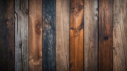 Fototapeta premium Wooden planks background with diverse textures and colors arranged in a pattern ideal for surfaces and backdrops Copy Space
