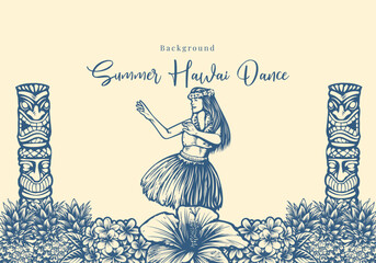 Hawaiian Summer Dance Backdrop with Tropical Vibes and Floral Elements