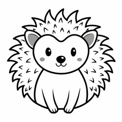 Simple a Hedgehog line art vector white background